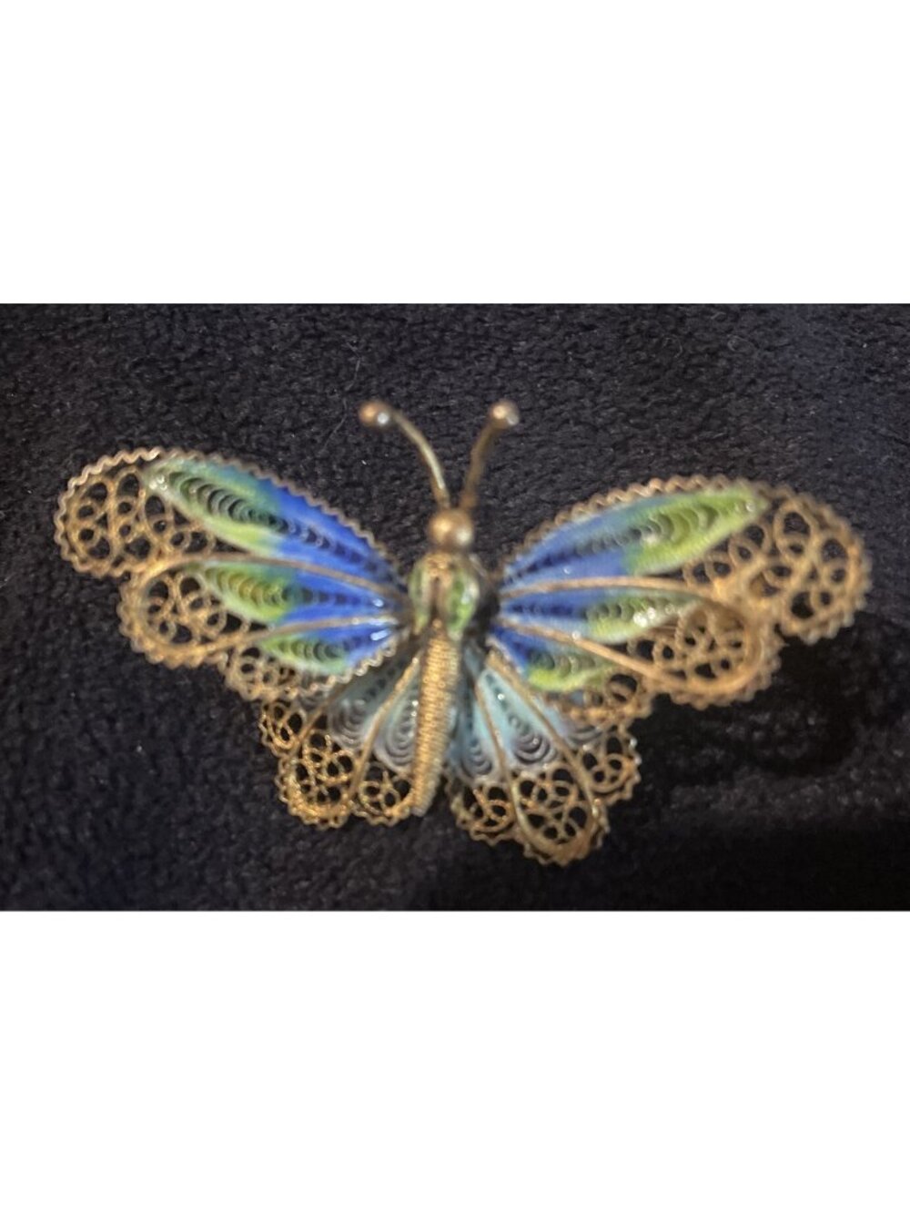 Alioto Adriana (Italy)-Butterfly-1940s -800=Sterling +79 GE=Filigree Enamel